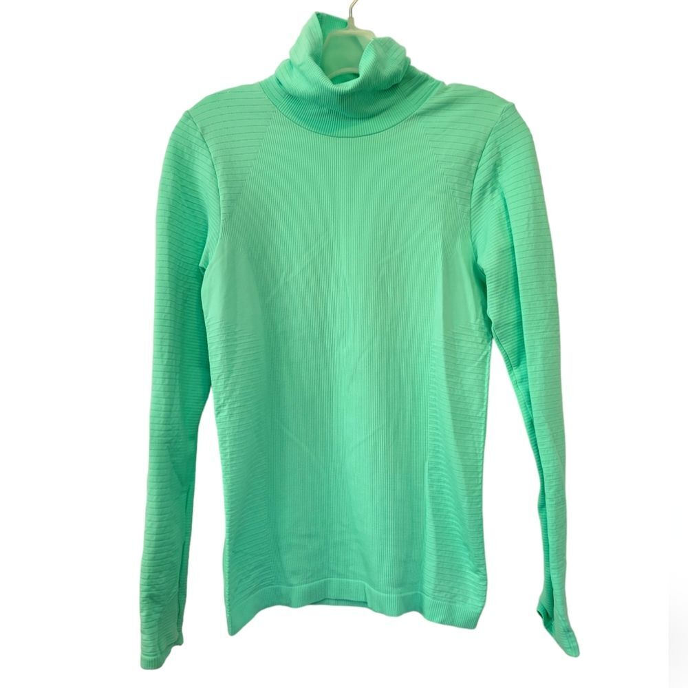 Athleta Flurry Blizzard Rib Turtleneck Size Small Mint Green Long Sleeve